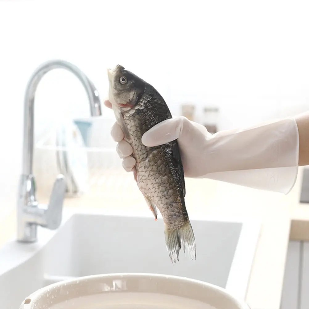 

1 пара водонепроницаемых кухонных перчаток из ПВХ для мытья посуды, мытья автомобиля, мытья окон, стирки, сверхпрочные, противоскользящие, для уборки дома