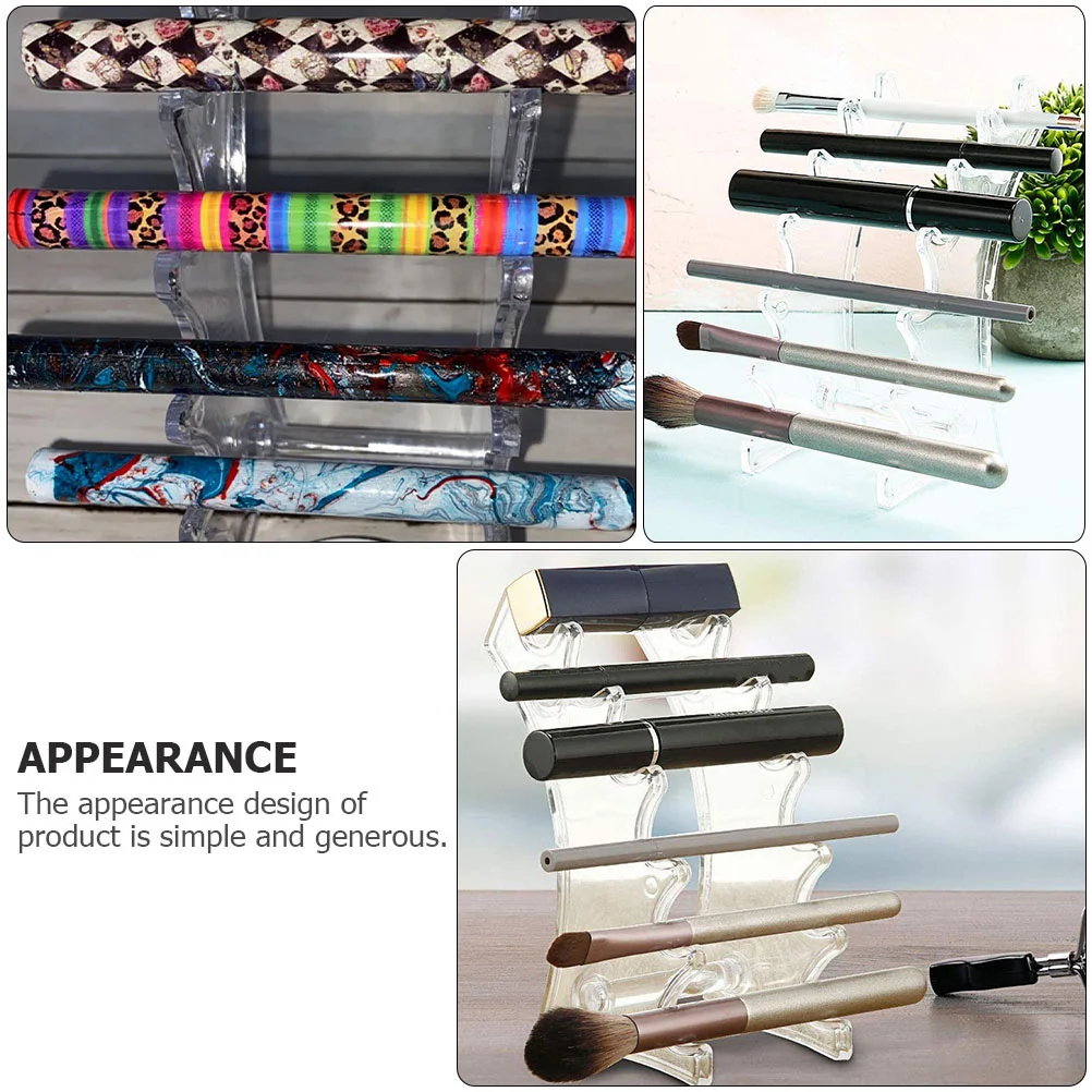 

2Pcs Acrylic Writing Pens Holder Eyeliner Display Rack Arc-Shaped Makeup Store Organizer Lip Gloss Nail Brush Stand
