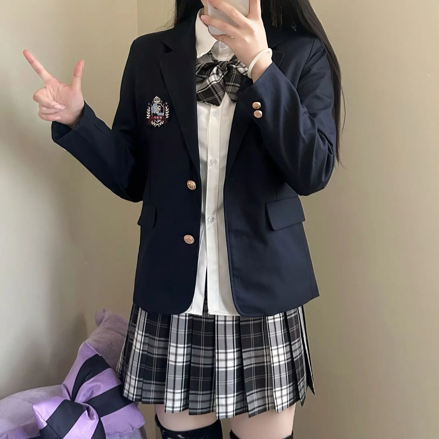 

Japanese JK Women's Uniform Genuine Suit Suit Jacket Pleated Skirt Autumn College Suit Class Uniform School Uniform Role Play