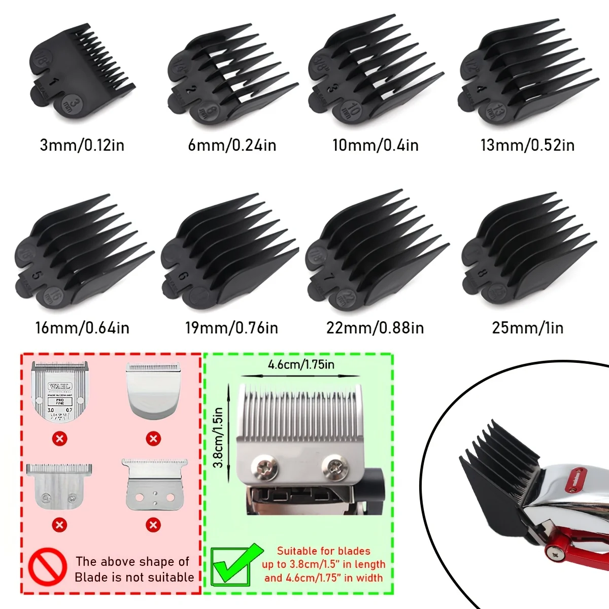 

8 шт., профессиональная машинка для стрижки волос, ограничительная направляющая, расческа, защита для триммера, насадка, универсальный инструмент для стрижки, ограничительная расческа для стрижки волос