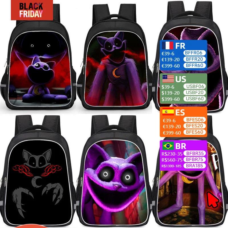 Mochila con criaturas sonrientes, Mochila escolar para estudiantes, Mochila de doble capa para niños, regalo de cumpleaños, Mochila para