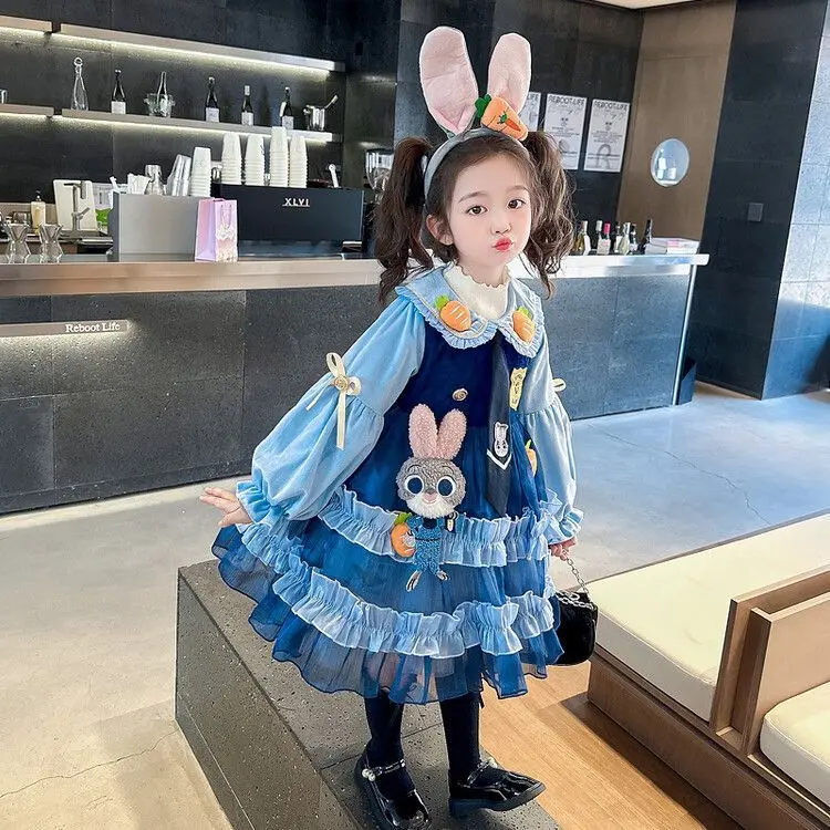 Mädchen Kaninchen Polizei Lolita Kleid Kind Langarm Prinzessin Kleid Mode Tutu Kleid Kinder Cosplay Kostüm Geburtstags feier Rock