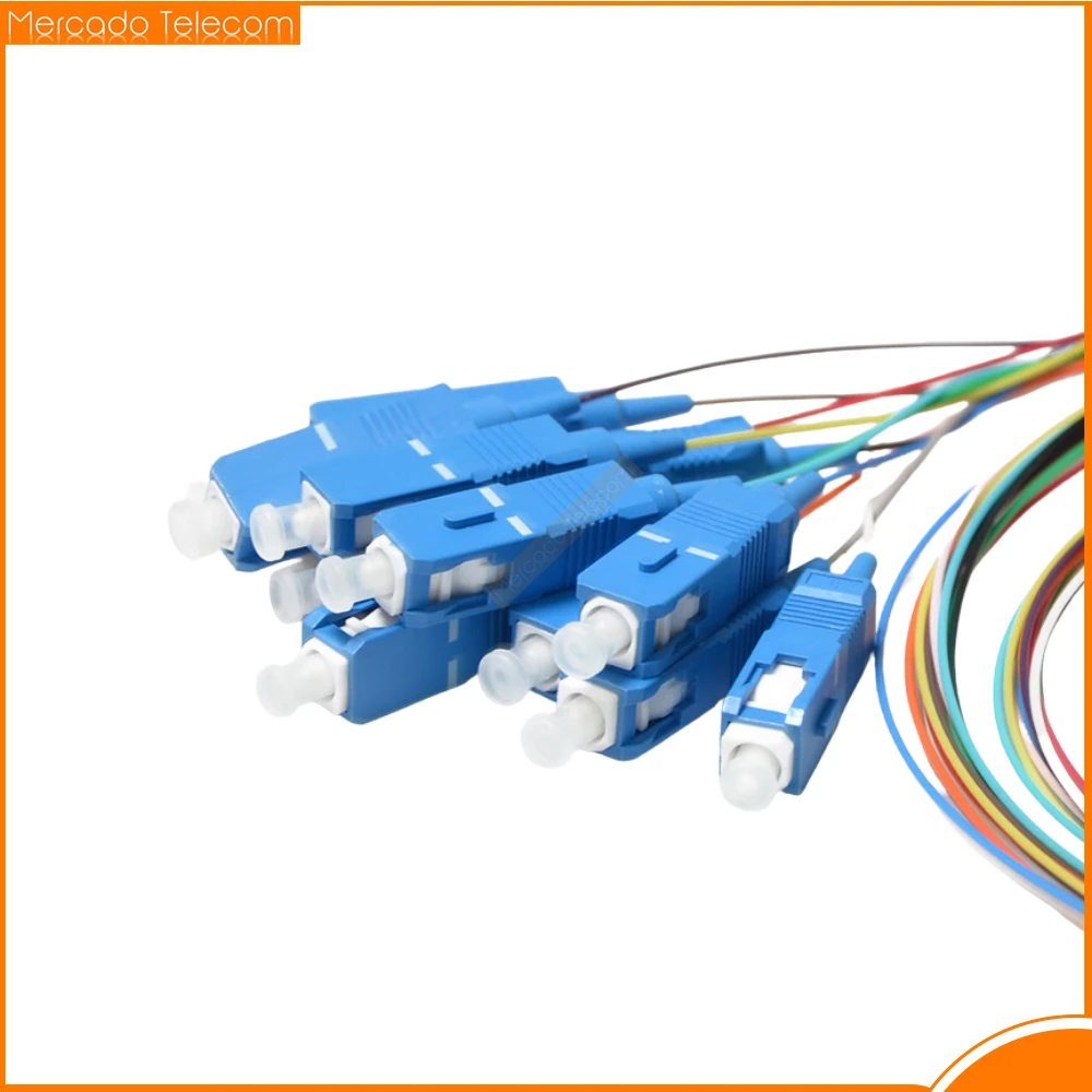 12 colors SC/UPC Single Mode fiber optic SM 9/125 pigtail PVC 0.9mm optical fiber cable ftth