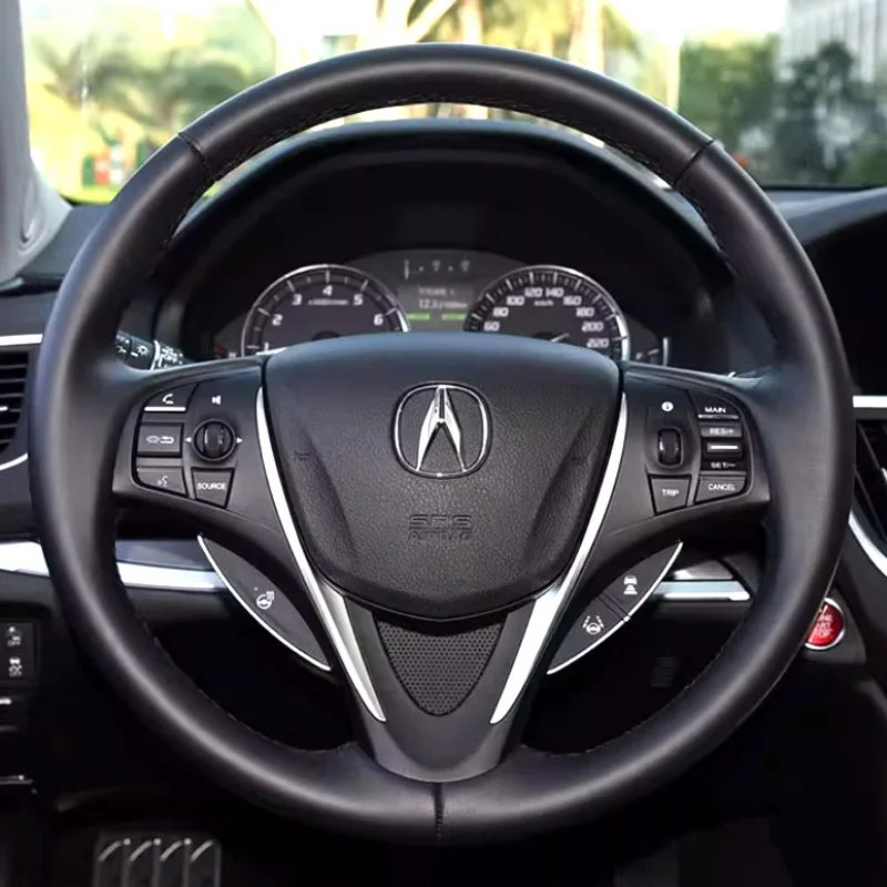 Hand Stitched Black Perforated Suede Leather Car Steering Wheel Cover for Acura Tlx  Tlx-l 2016 2017 2018 2019 2020