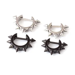 1 pz a forma di D orecchino a cerchio conico Spike rivetto orecchio piercing cartilagine in acciaio inox Tragus elica per uomo donna Punk Rock gioielli