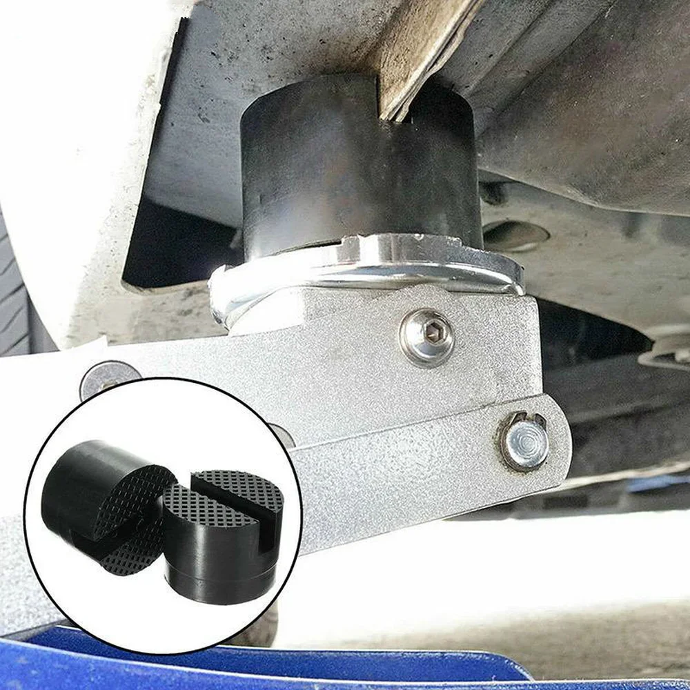 Diferentes tipos de soporte de gato de elevación de coche portátil, almohadillas de goma, almohadilla de gato de suelo ranurada de goma negra, adaptador de riel de marco, conector Universal