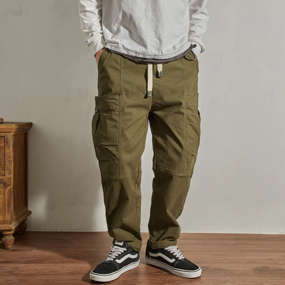 

Men's multi-pocket cargo pants casual pants stretch to do old wash retro fashion loose cone straight pants