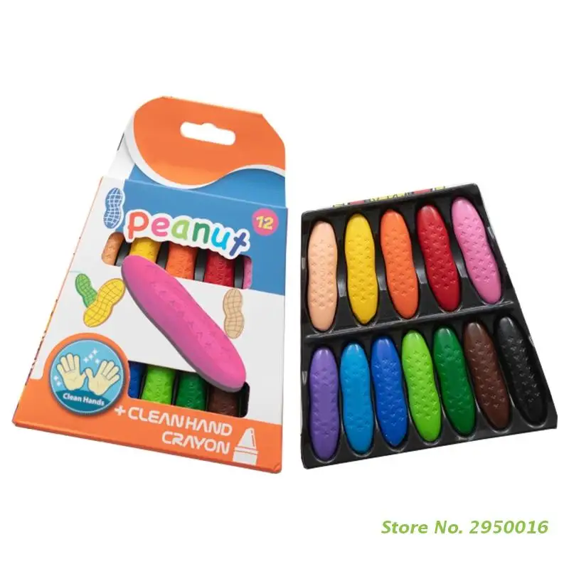 

Colorful Peanut Crayons Washable Drawing Set Kids Wax Pencils Oil Pastels Children's Paintbrush Gift Box Graffiti Doodle Toys