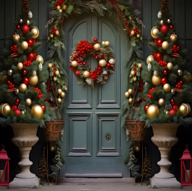 عيد ميلاد سعيد خلفية الشتاء الثلوج شجرة عيد الميلاد هدية نافذة ستارة حمراء التصوير خلفية الأسرة لوازم ديكور الحفلات