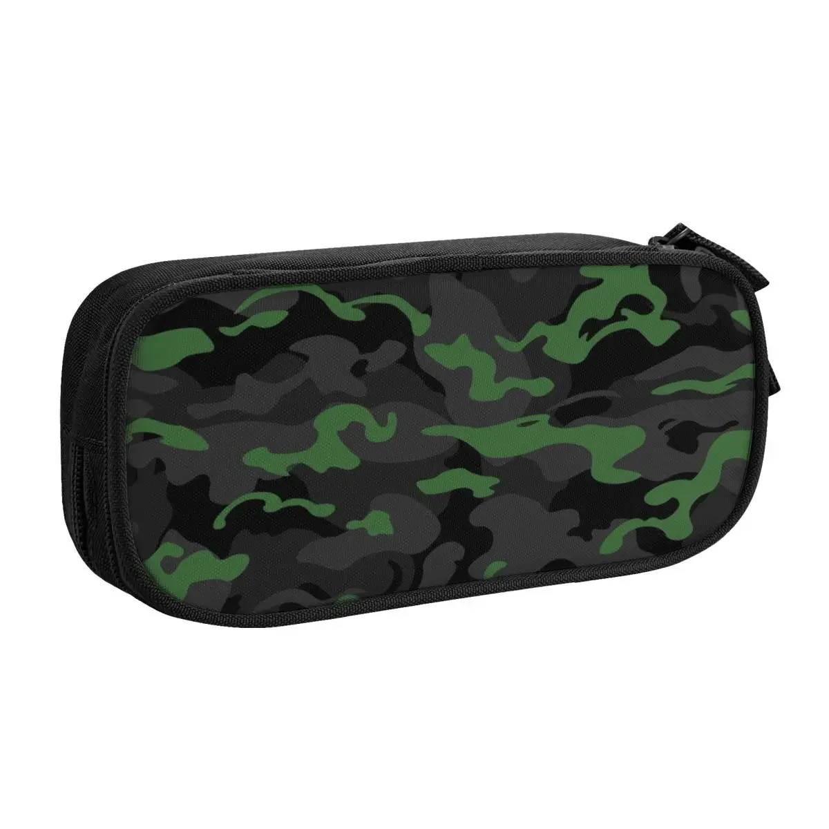 Estuche de lápices de camuflaje verde y negro de camuflaje Kawaii personalizado para niñas y niños, bolsa de lápices de almacenamiento grande, papelería