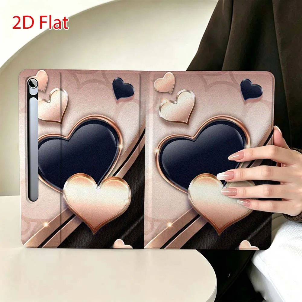 Creative heart pattern For Samsung Galaxy Tab S11 S10 S9 S8 S7 S6 A9 A8 A11 Lite FE Plus Pen Tray Tablet Case Soft