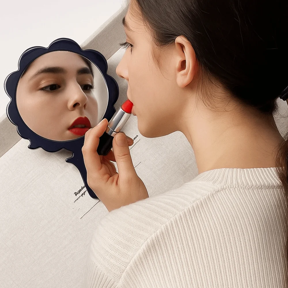 لطيف الكرز خلات مرآة لوضع مساحيق التجميل الملونة حجر الراين شجرة شكل مرآة الكرتون عالية الوضوح مقبض المحمولة مرآة الهدايا