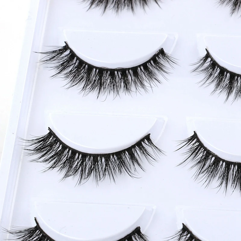 Natural Soft 3D Mink Cílios Postiços, Handmade Falso Eye Lashes, Faux Cils, Maquiagem Ferramentas de Beleza, 5 Pares