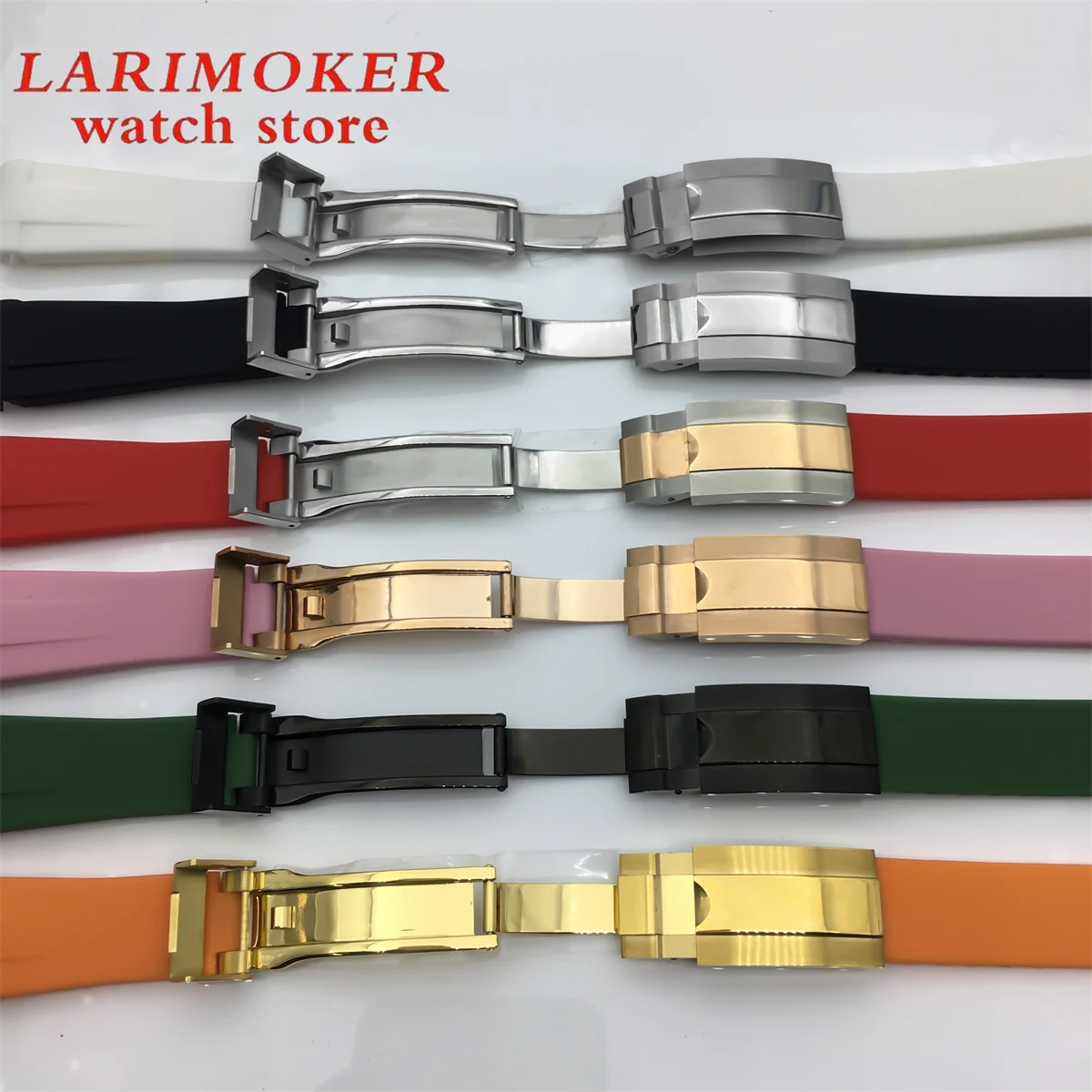 Ремешок силиконовый для часов, резиновый складной браслет с серебристой розовой, золотой, черной или серебристой пряжкой из нержавеющей стали, 20 мм