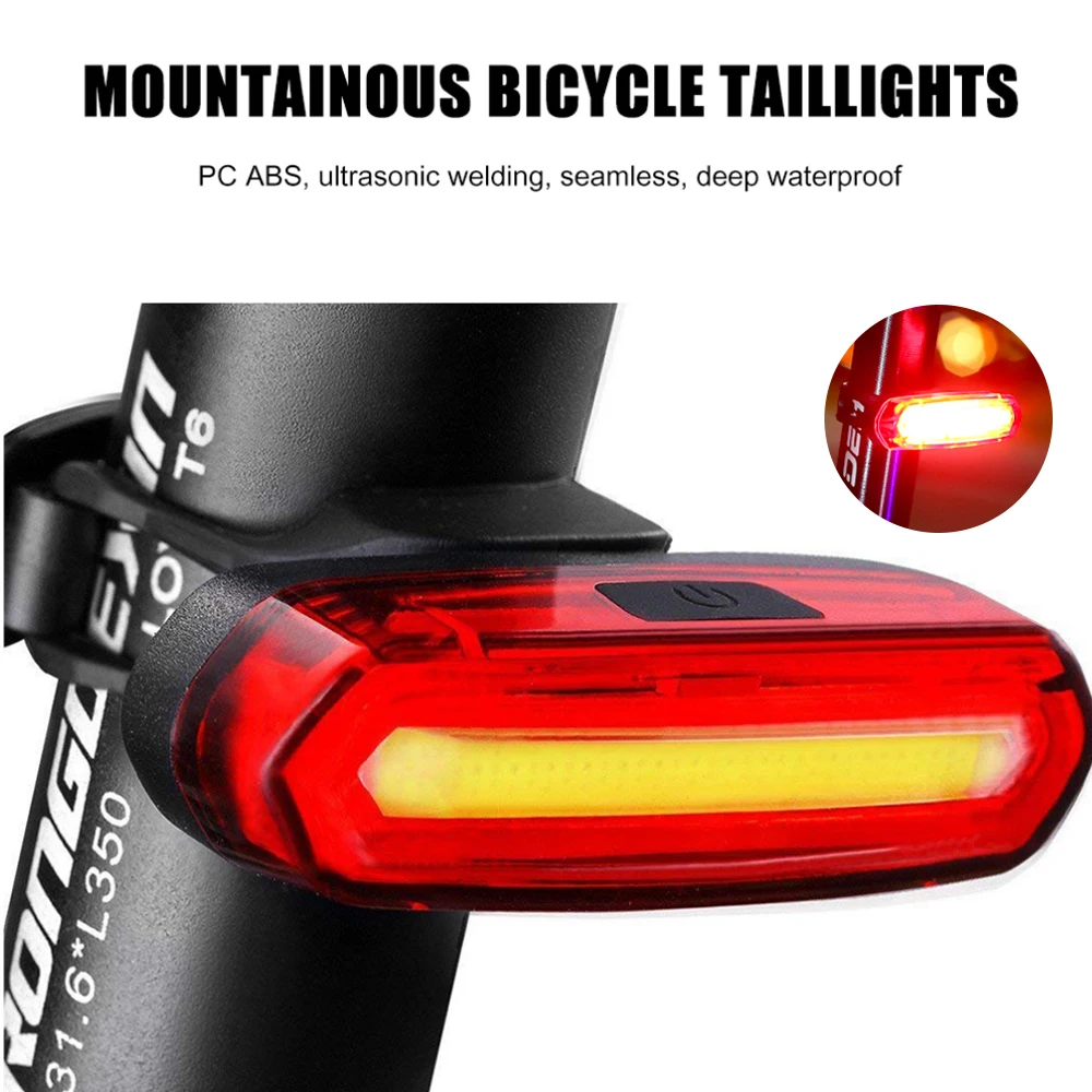 Luz trasera LED para bicicleta, faro delantero y trasero, resistente al agua, recargable por USB, para ciclismo de montaña