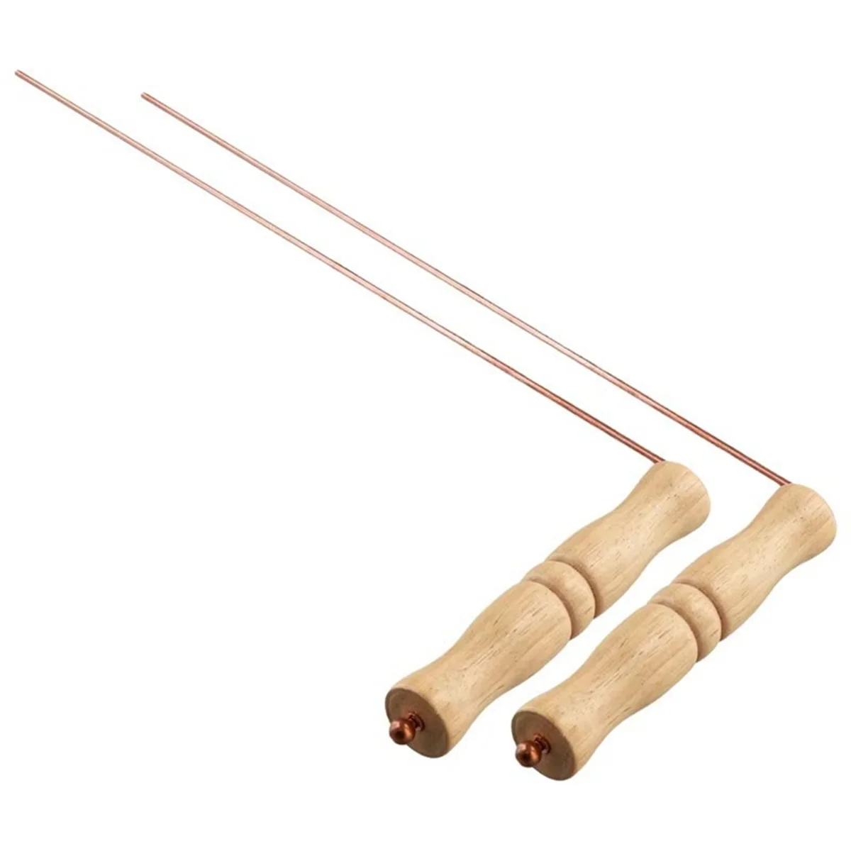 

A06T-Copper Dowsing Rods Kit for Divination Tool - 2PCS Natural Wooden Handles Divining