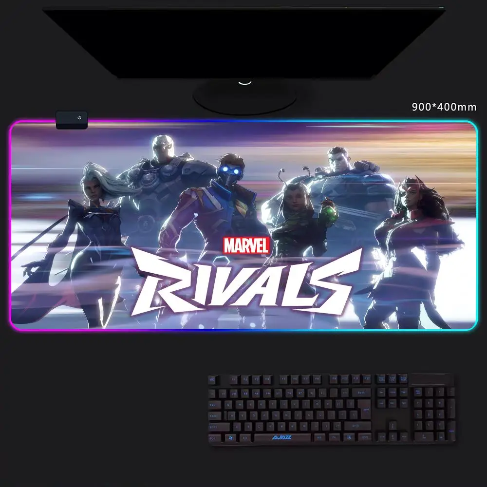 Marvel Rivals Game HD Mouse Pad Game Player RGB Pc Gamer Boys like PS5 Keyboard LED Glowing mause pad Mats Rubber