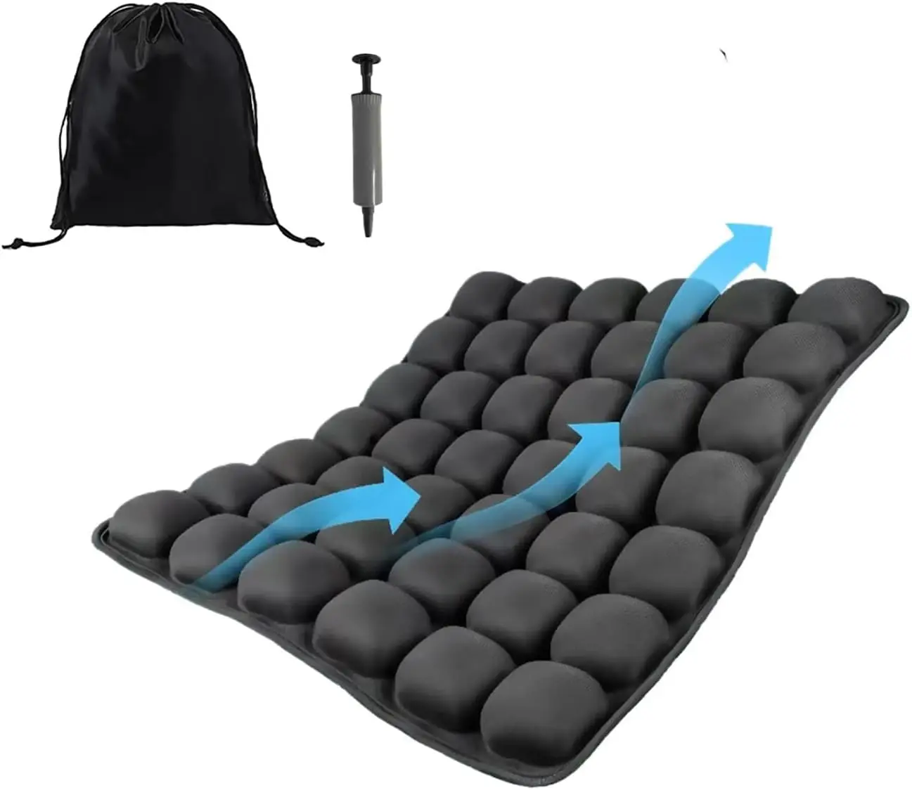 Inflatable Travel Seat Cushion for Long Flights, Office Chairs, Car and Wheelchair - Portable Ergonomic Design