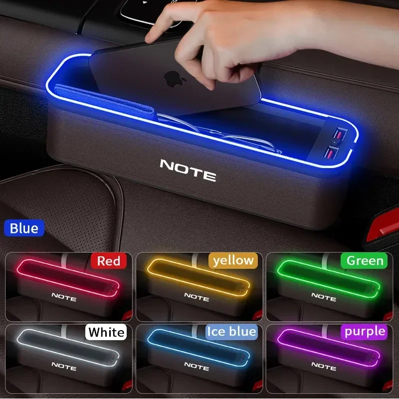 

Gm Car Seat Storage Box with Atmosphere Light For Nissan Note Car Seat Cleaning Organizer Seat USB Charging Car Accessories