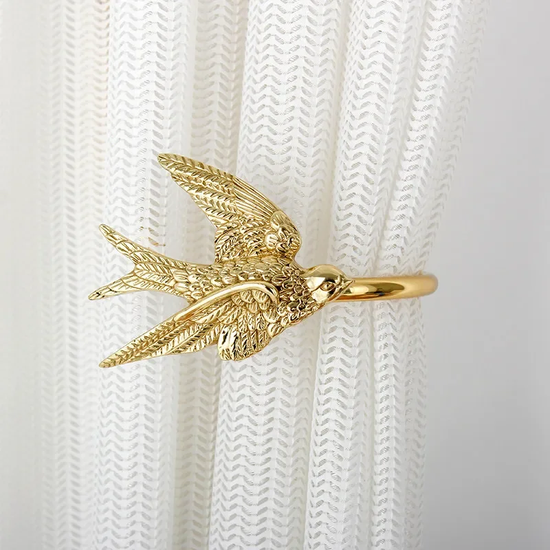 French light luxury brass swallow curtain hook retro curtain hook creative foyer gold hook decorative wall hanging