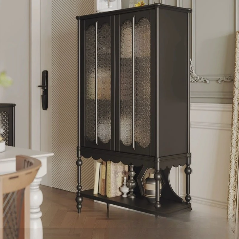 

French retro dining side cabinet, American solid wood simple tea cabinet, locker, living room storage wall side cabinet