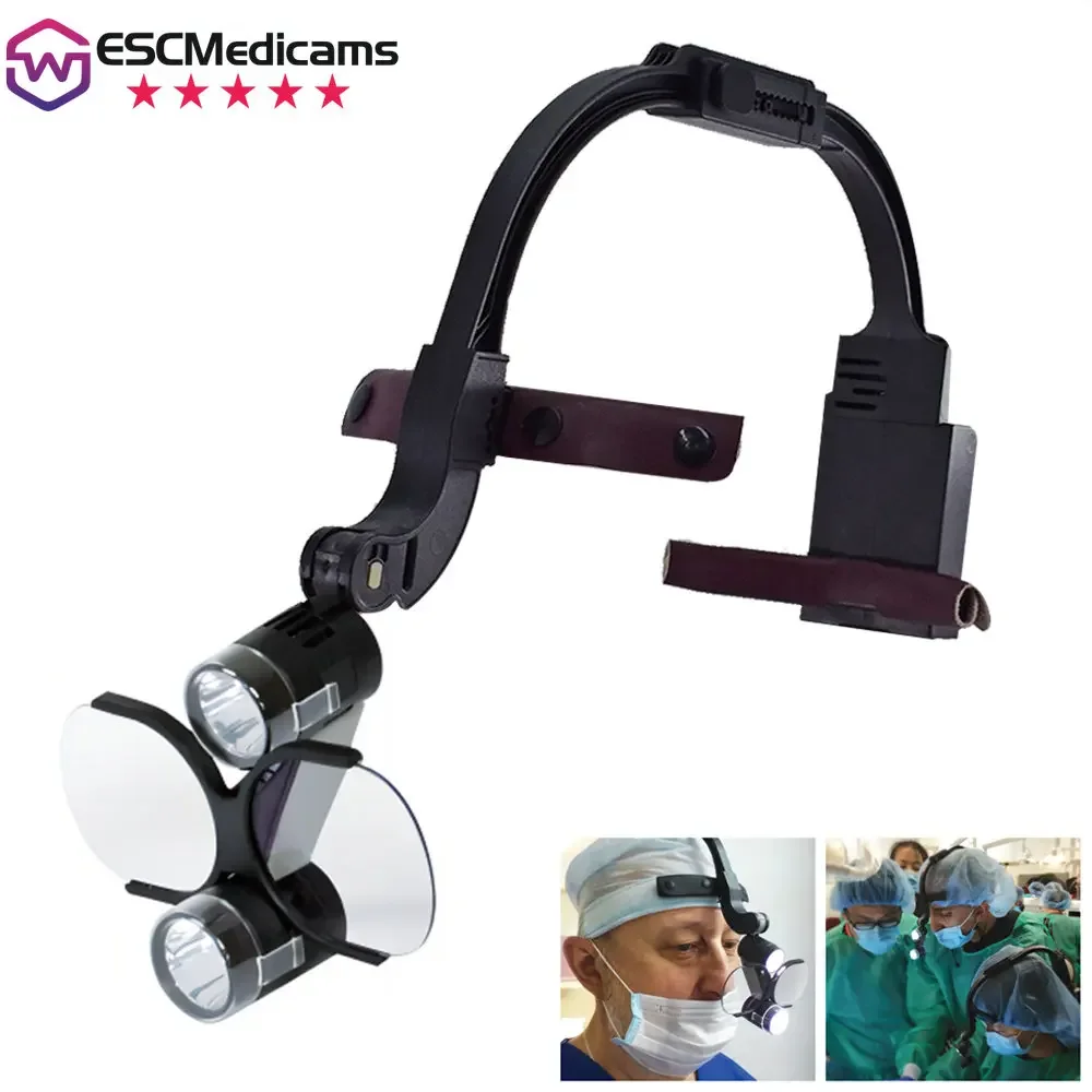 Dental LED Headlight Binocular Loupes Deasin 2.5X/3.5X Headband Ajustable 5W Dentist Surgical Headlamp Dentistry Magnifier