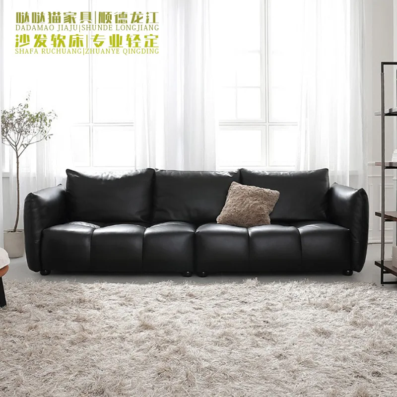 

Italian Leather Zeus Sofa Living Room Small Apartment Modern Straight Row Three Or Four People Designer First Layer Cowhide Sofa