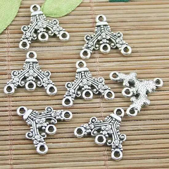 20pcs 16.7*18mm hole 1.5mm tibetan silver color  flower 1-3 design connector H0681