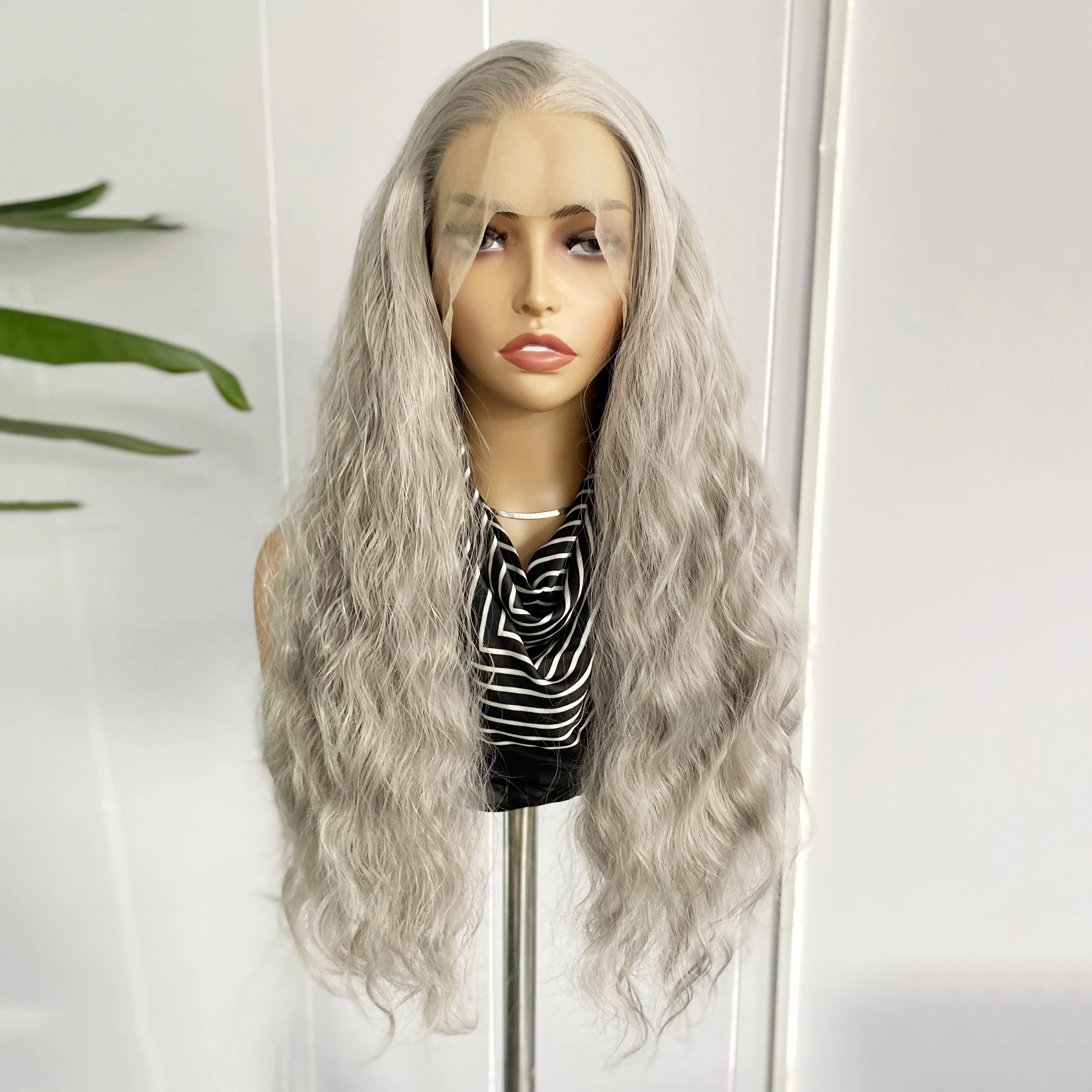 

Ash Blonde Loose Curly Synthetic Lace Front Wig for Women 13x4 Long Curly Wig Natural Hairline Synthetic Hair Daily Use Cosplay