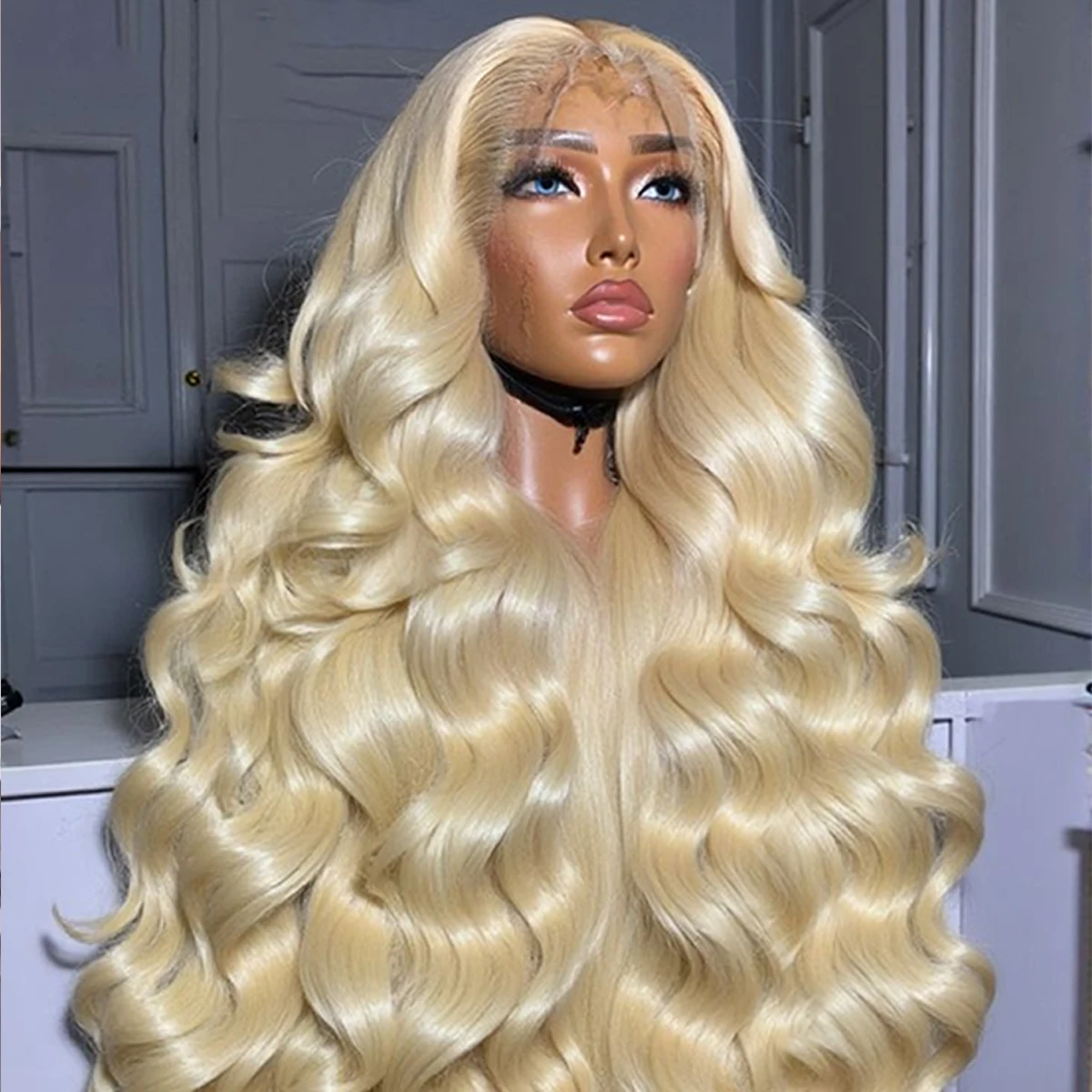 

30 38 дюймов 613 Блондинка 13x4 HD Парик фронтальной части шнурка хорошего качества Цветная объемная волна 13X4 HD Парик фронта шнурка 100% человеческие волосы Плотность 220