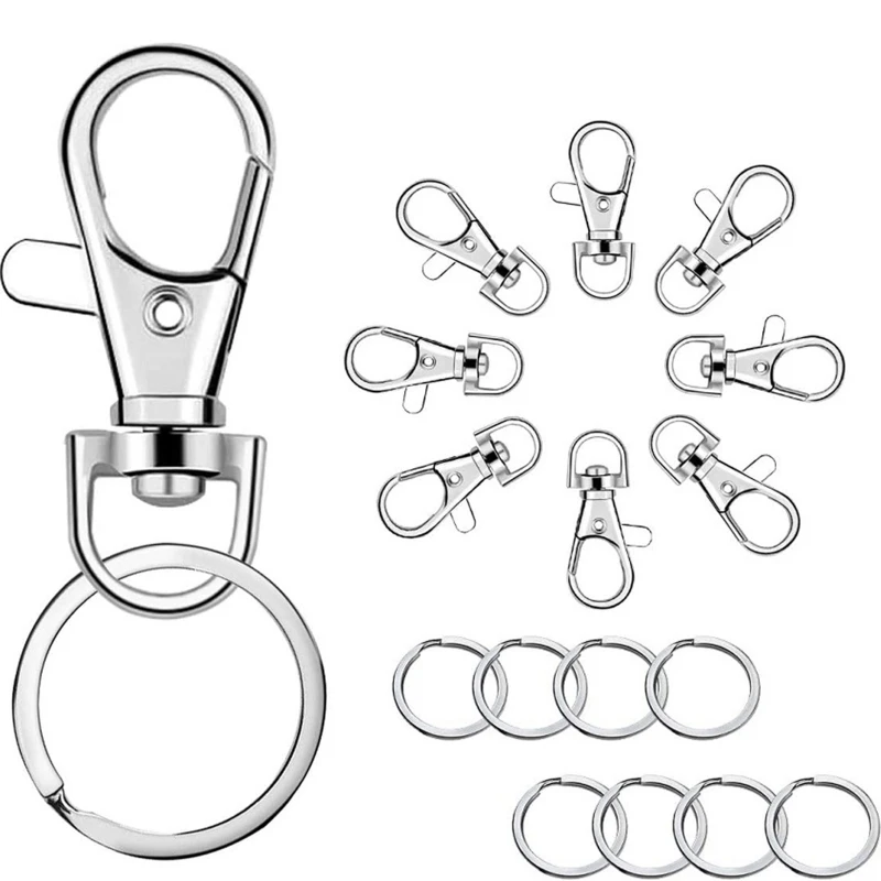 100 stks/set Karabijnsluiting Swivel voor Sleutelhanger Haak met Ring DIY Craft Lany 124A