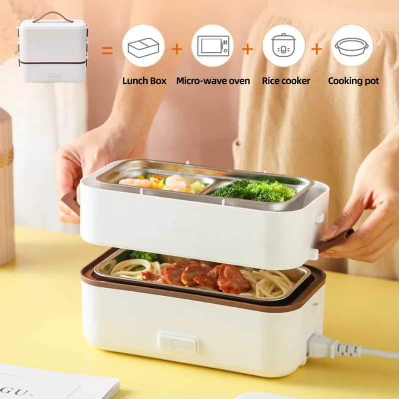 110V/220V Lunch Box Food Container Portable Electric Heating Insulation Dinnerware Food Storage Container Bento Lunch Box