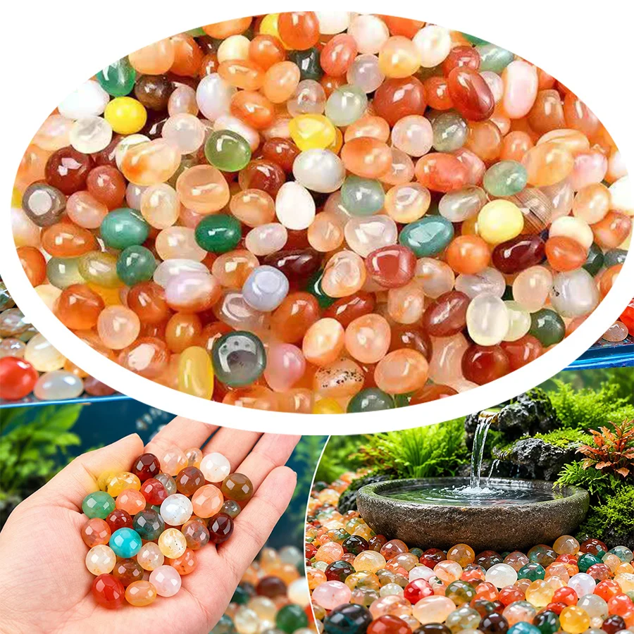 120g/240g Random Color Decorative Pebble Gravel 1-1.6cm Smooth Polished Stones for Tabletop Display Aquarium Decor Succulent ZYF
