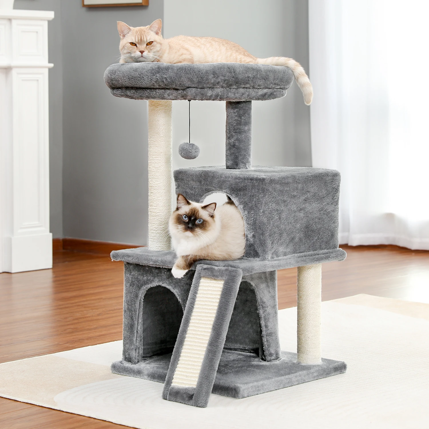 Imagem -03 - Árvore Torre Arranhadora para Gatos Brinquedo para Escalar e Pular Arranhador de Torre para Gatos Brinquedo para Gato Afiar Unhas Árvore de Brinquedo para Animais de Estimação