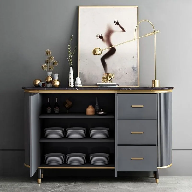 Simple entry partition decoration foyer drawer storage cabinet Minimalist rock slab high-end dining side cabinet