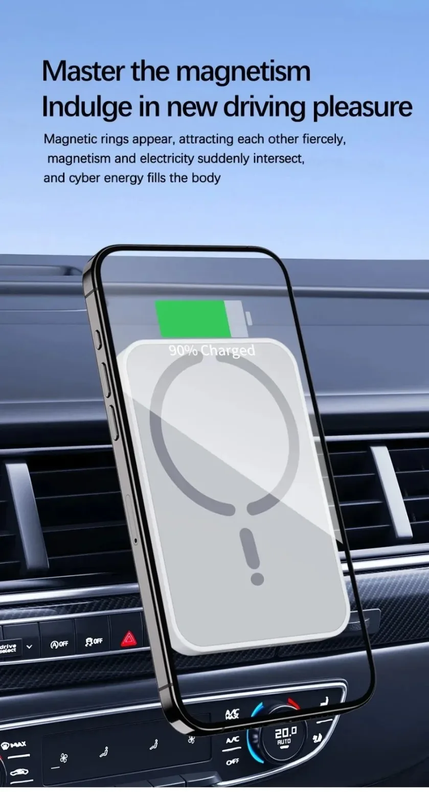 XIKCU 15 واط سيارة شحن سريع المغناطيسي سيارة شاحن لاسلكي مصاصة ل Magsafe آيفون 16-12 برو ماكس حامل هاتف تنفيس الهواء حامل #2