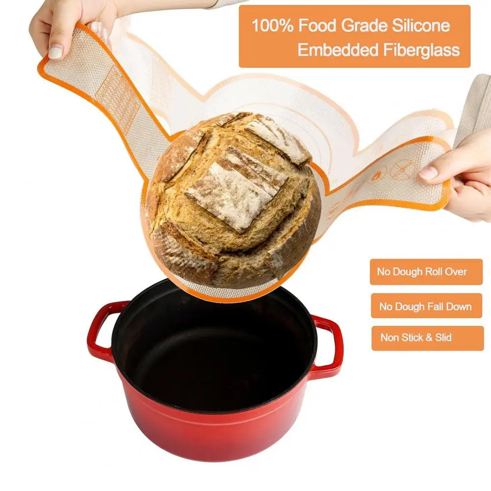 Baking Mat for High Temperatures 2 Pcs Silicone Bread Mat Set Non-stick Reusable Baking Mats with Long Handles for Sourdough