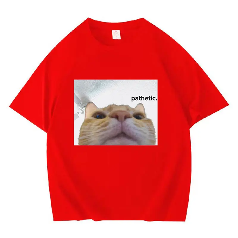 Funny Pathetic Cat Meme Graphic T Shirts Men Women Fashion Casual Short Sleeve T-shirt Summer O-Neck 100% Cotton Oversized Tees