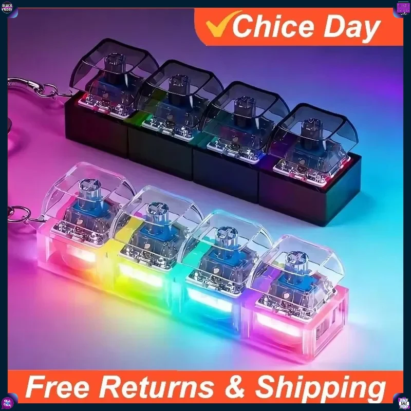 Chaveiro de Teclado Iluminado com Botões Clicáveis, Brinquedo Anti-stress Portátil para Mesa e Carro, Decoração de Escritório com LED, Ótima Ideia de Presente Amagi