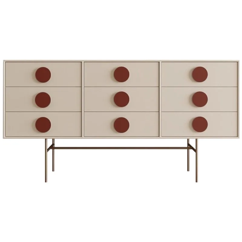 Cream wind nine chest, bedroom storage against the wall, medieval solid wood, Italian dopamine