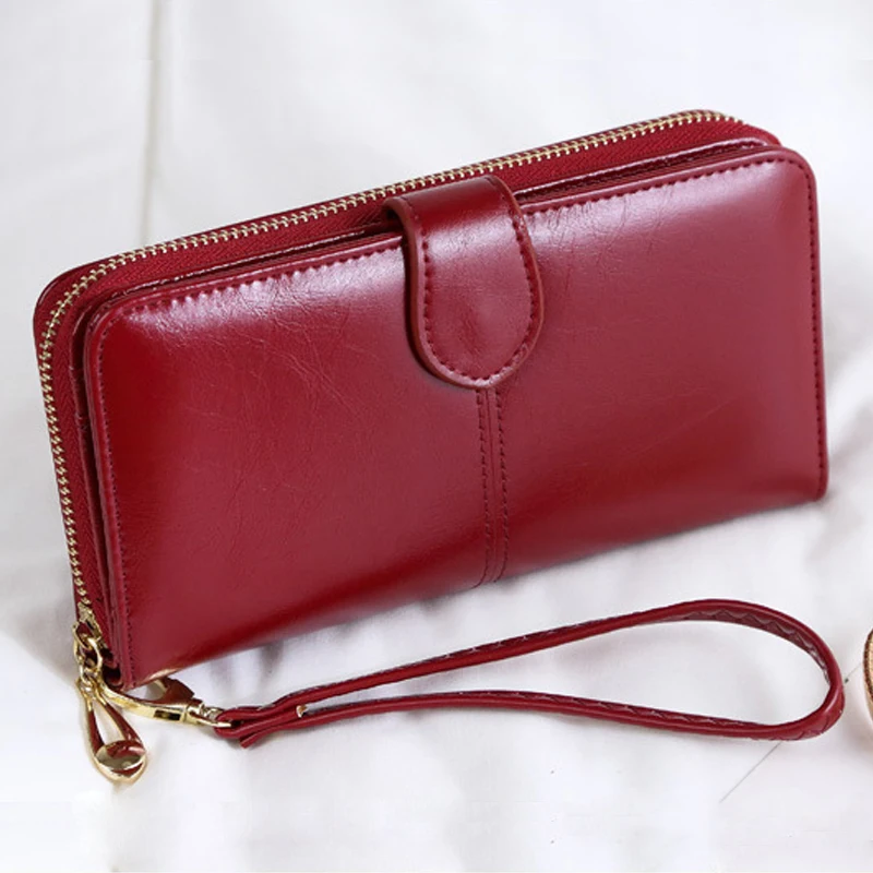 Women Wallet Vintage Pu Leather Ladies Purses Fashion Long Zipper Women's Wallet Money Coin Card Holder Female Long Clutch Purse