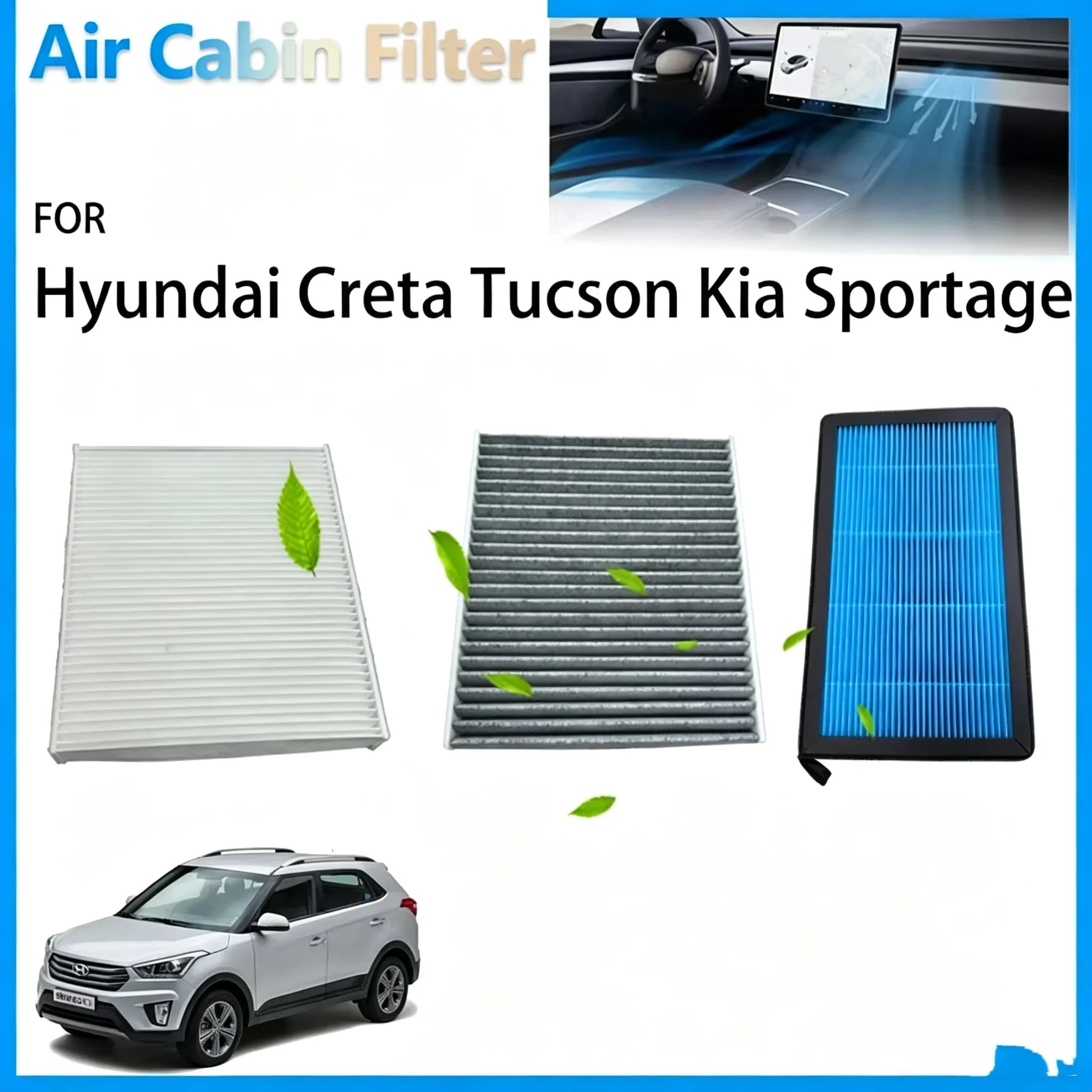 Auto Activated Carbon Air Cabin Filter For Hyundai Tucson MK3 TL Creta 1.6 T-GDi Kia Sportage MK4 QL QLE Accessories 97133-D1000