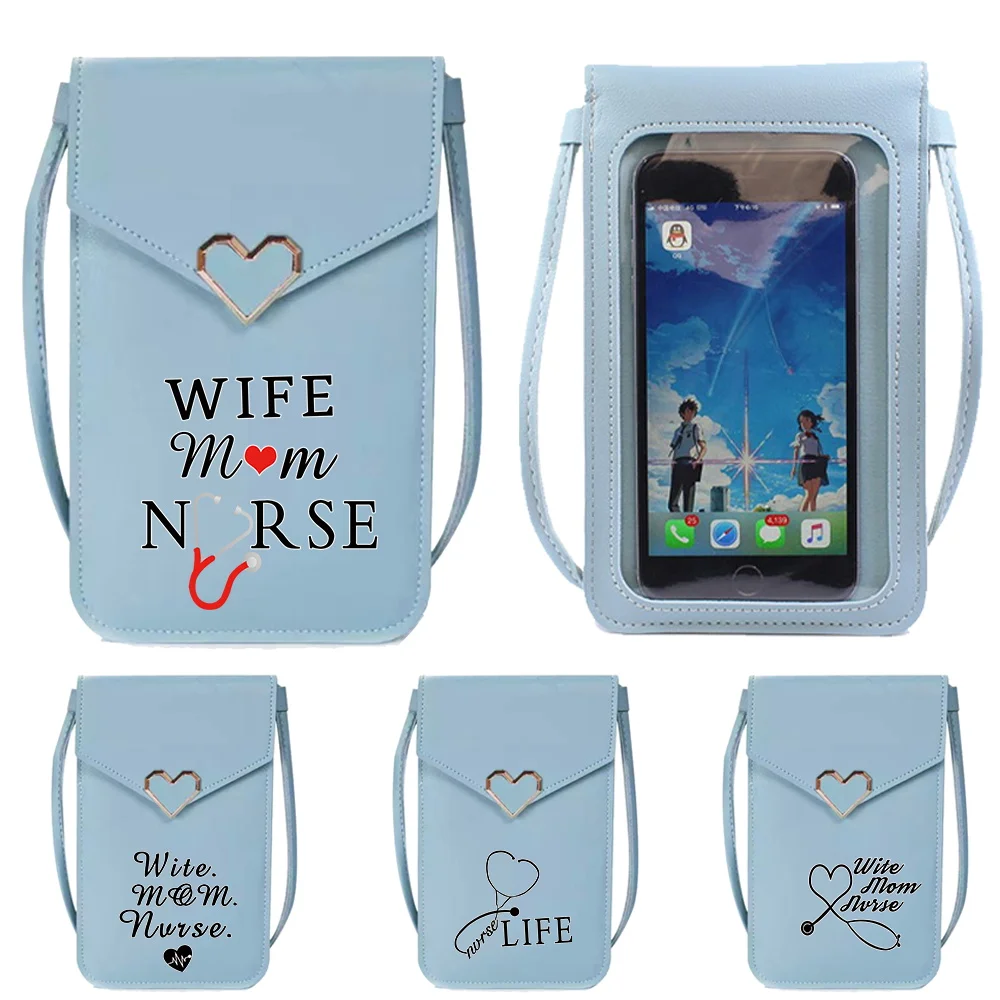 

Легкая сумка для мобильного телефона, универсальная прозрачная сумка для телефона с сенсорным экраном, повседневная сумка через плечо с рисунком медсестры для поездок на работу и покупок