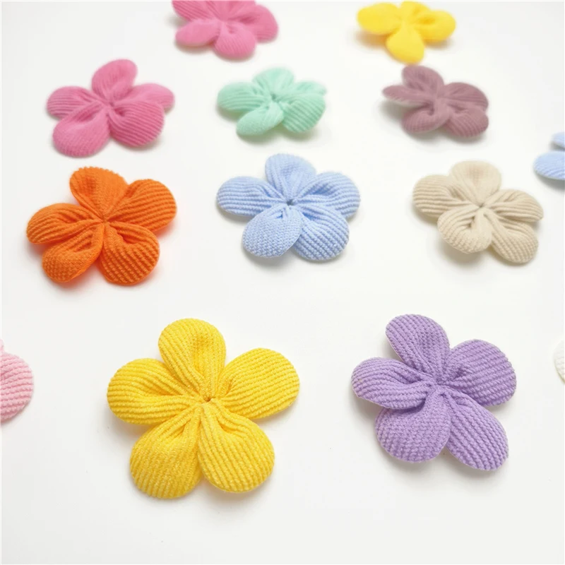 20Pcs 5CM Fabric Flower Applique For DIY Handmade Hair Clip Hat Crafts Patches Decor Ornament Clothing Accessories