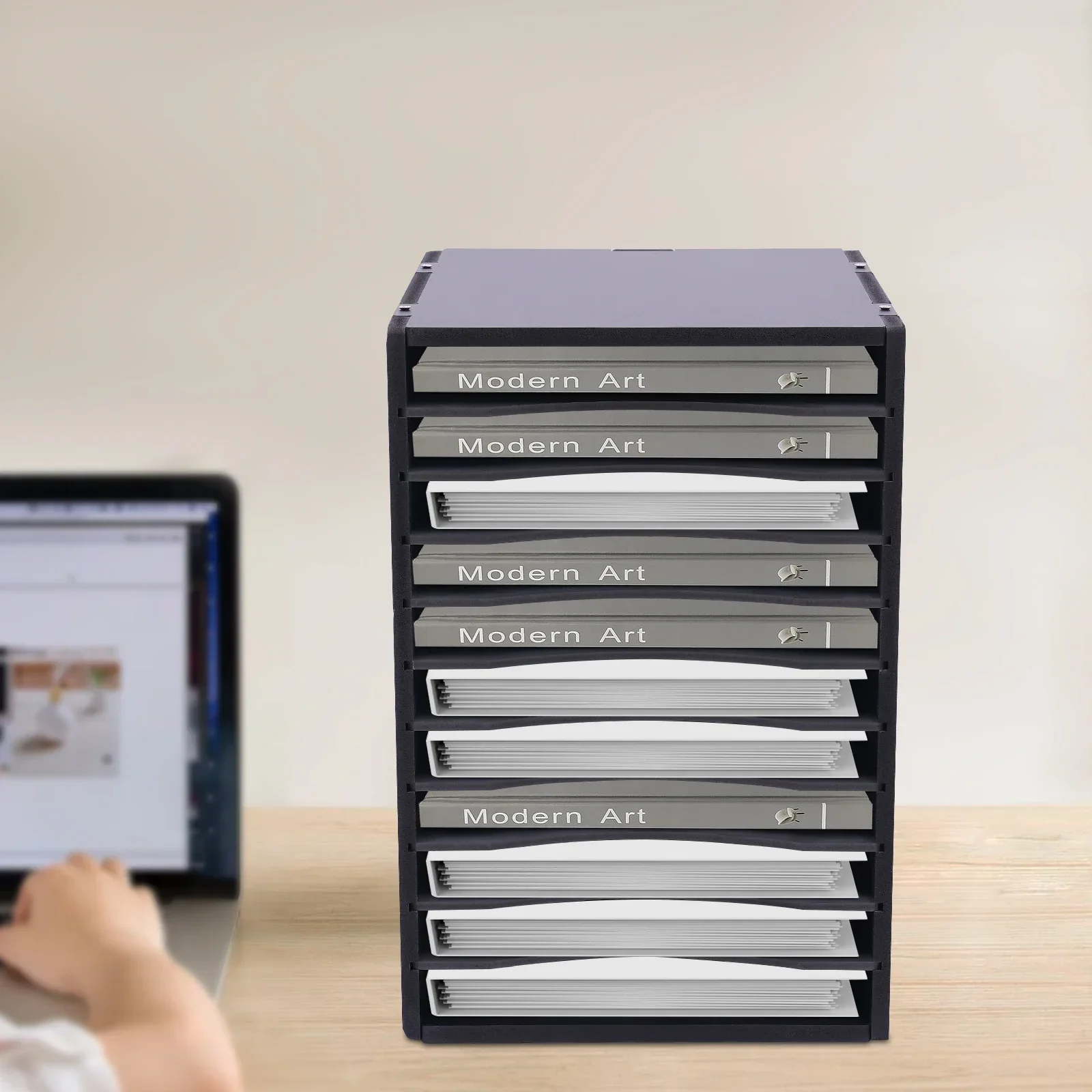 

Black Vertical File Organizer Rack,11 Compartments,Letter Size Desktop Document Sorter,Office Paper Mail Storage Holder