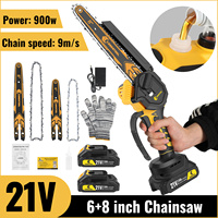 CONENTOOL Mini Chainsaw 6+8In, 2 In 1 Cordless Electric Chain Saw 2pcs 21V Batteries, Handheld Wood Cutting Pruning Power Tool