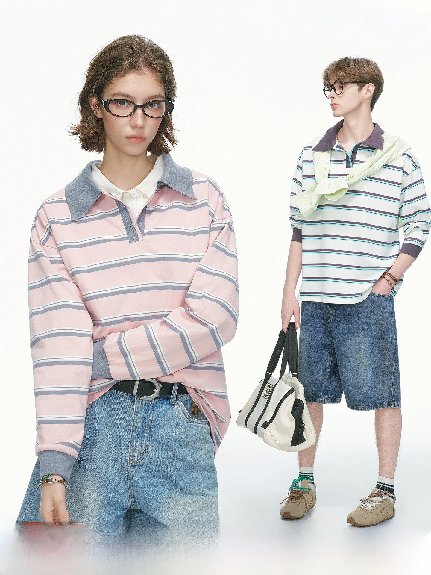 

Dream Made Long Sleeve Shirt Striped T-Shirt Casual Loose Fit Spring Summer Unisex Couple Top Youth Fashion Polyester Co...
