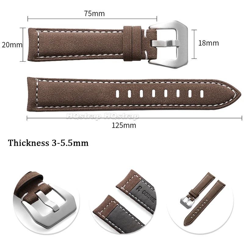 Cinturino per orologio in pelle di vacchetta 18mm 20mm 22mm 24mm cinturino per Panerai per Seiko braccialetto universale morbido sportivo cinturino confortevole