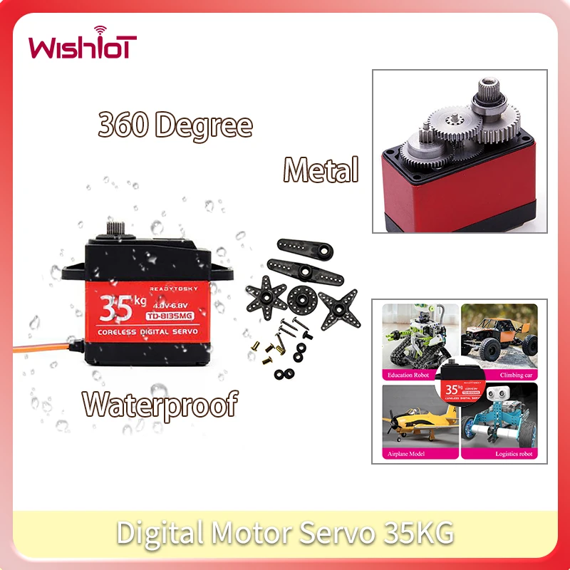 TD-8135MG Digital Motor Servo 35KG 360 Degree Continuous Rotation High Torque Metal Shell Waterproof for RC Cars Robot DIY Toy