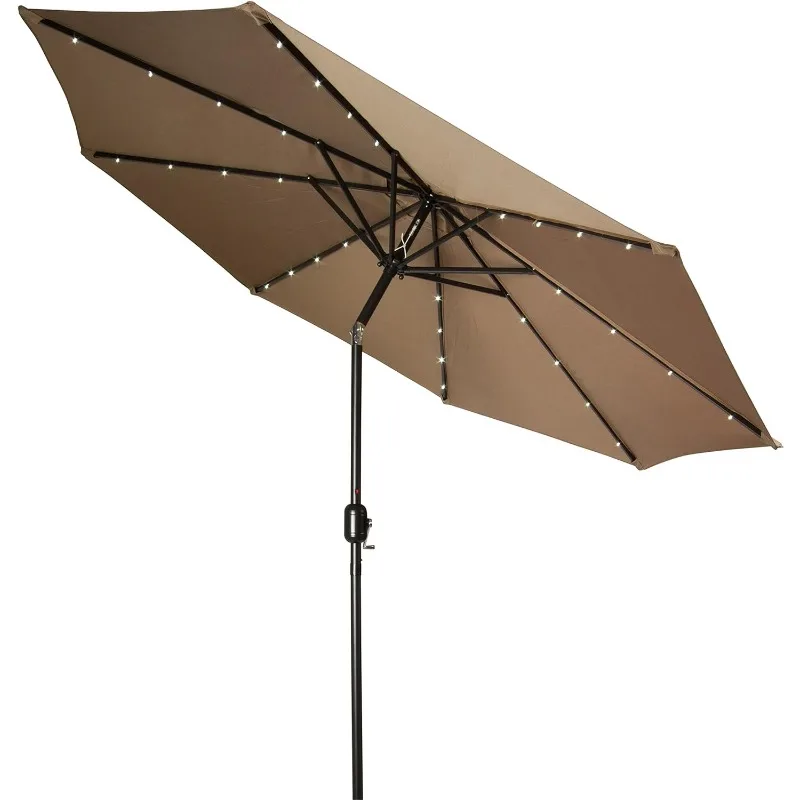 Deluxe Solar Powered LED Lighted Patio Umbrella - 9'